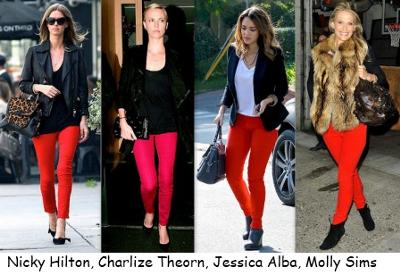 Celebrities wearing Red Jeans